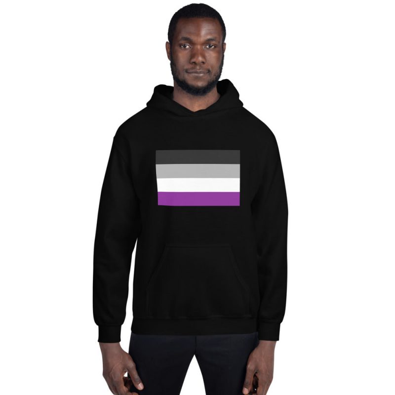 sweat noir avec drapeau asexuel